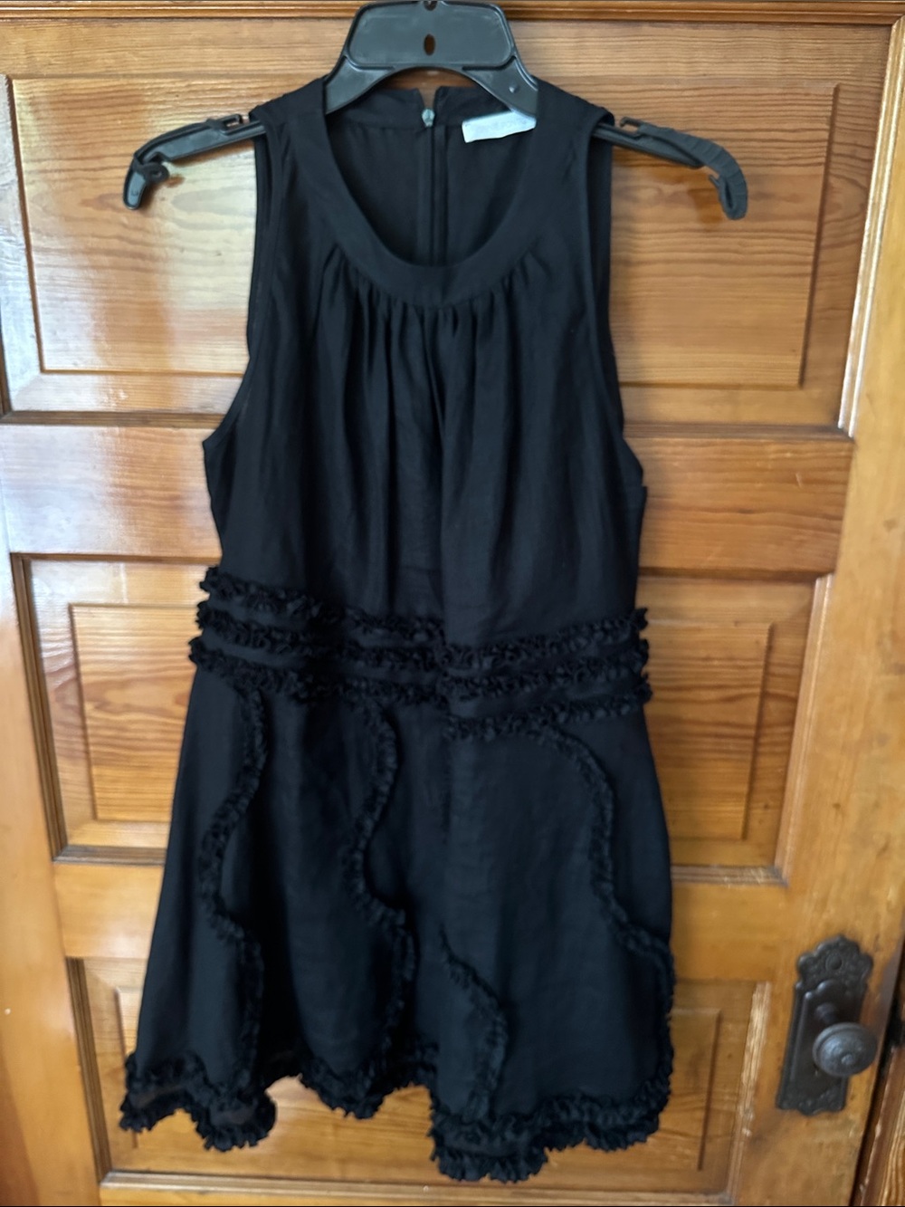 Anne Fontaine Black Sleeveless Ruffle Trim Tunic